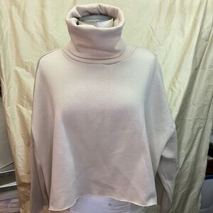 AKIRA Turtleneck Cropped Sweatshirt in Cream